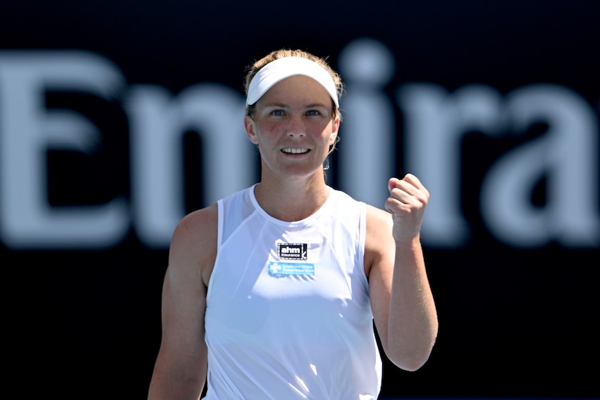 Tennis player Maddison Inglis reacts during an Australian Open match against Laura Siegemund.