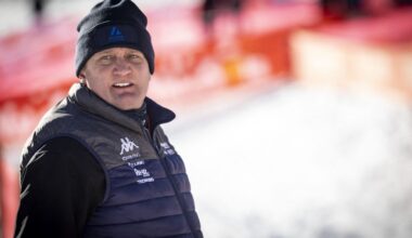 Belgian Bart Wellens pictured during the women's elite race at the Val di Sole Trentino cyclocross cycling event, on Sunday 10 December 2023 in Italy, stage 7/14 in the World Cup competition. BELGA PHOTO DAVID PINTENS (Photo by DAVID PINTENS / BELGA MAG / Belga via AFP)