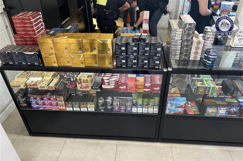 Boxes of tobacco seen in a store.