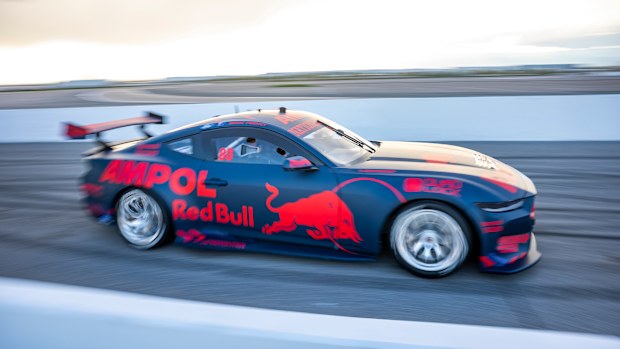 Four-time F1 world champion Max Verstappen at the wheel of a Supercar as part of a Red Bull and Ford promotion in the USA.