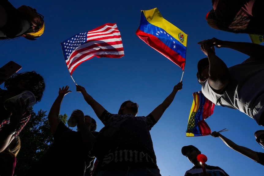 Venezuelans celebrate in Santiago, Chile