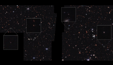 four newly found galaxies as seen from a telescope