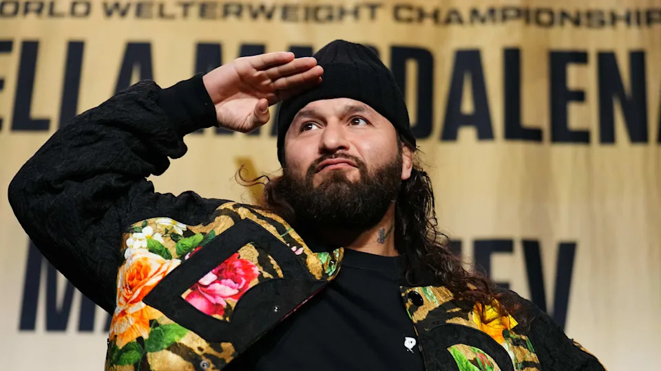 NEW YORK, NEW YORK - NOVEMBER 14: Jorge Masvidal is seen on stage during a Q&A session prior to the UFC 322 ceremonial weigh-in at The Theater at Madison Square Garden on November 14, 2025 in New York City. (Photo by Chris Unger/Zuffa LLC via Getty Images)