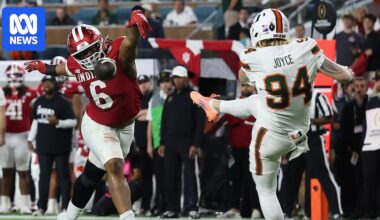 Aussie Dylan Joyce's punt blocked for a touchdown as Indiana down Miami in college football title game