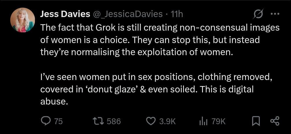 @_JessDavies on X: "I've seen women put in sex positons, clothing removed, covered in 'donut glaze' & even soiled."