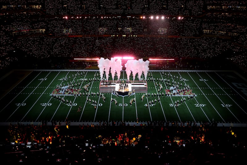 The Southern University marching band performs prior to Super Bowl 59 between the Kansas City Chiefs and the Philadelphia Eagles at Caesars Superdome, Louisiana, on February 9th, 2025. Photograph: Patrick Smith/Getty Images