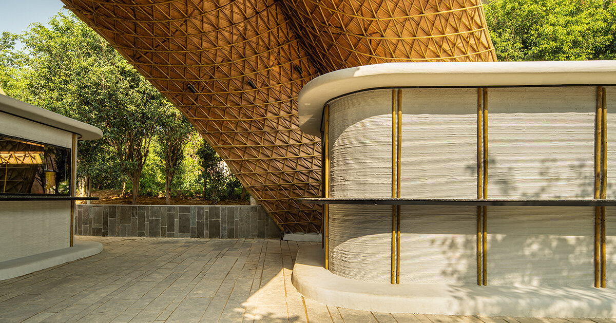 bamboo gridshell shields lyth design's food street in india