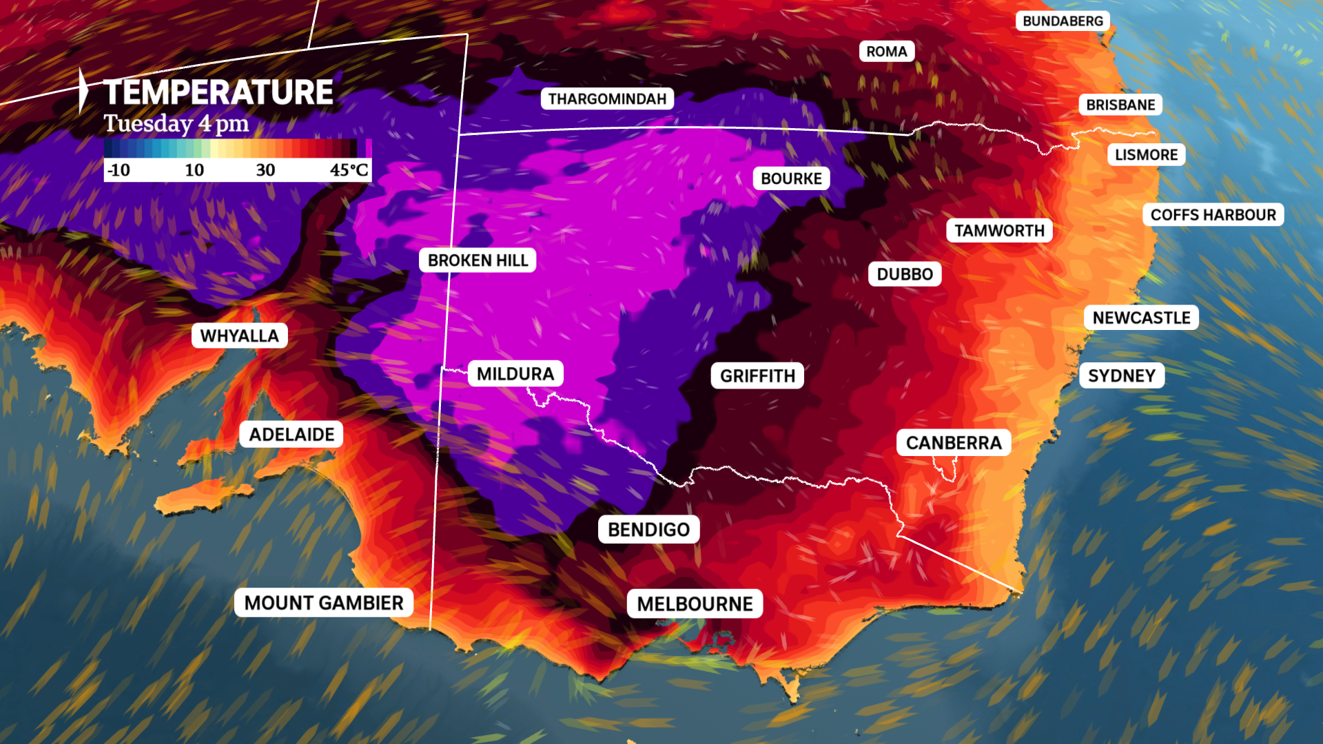 a wetahert map showing areas where heat records could fall