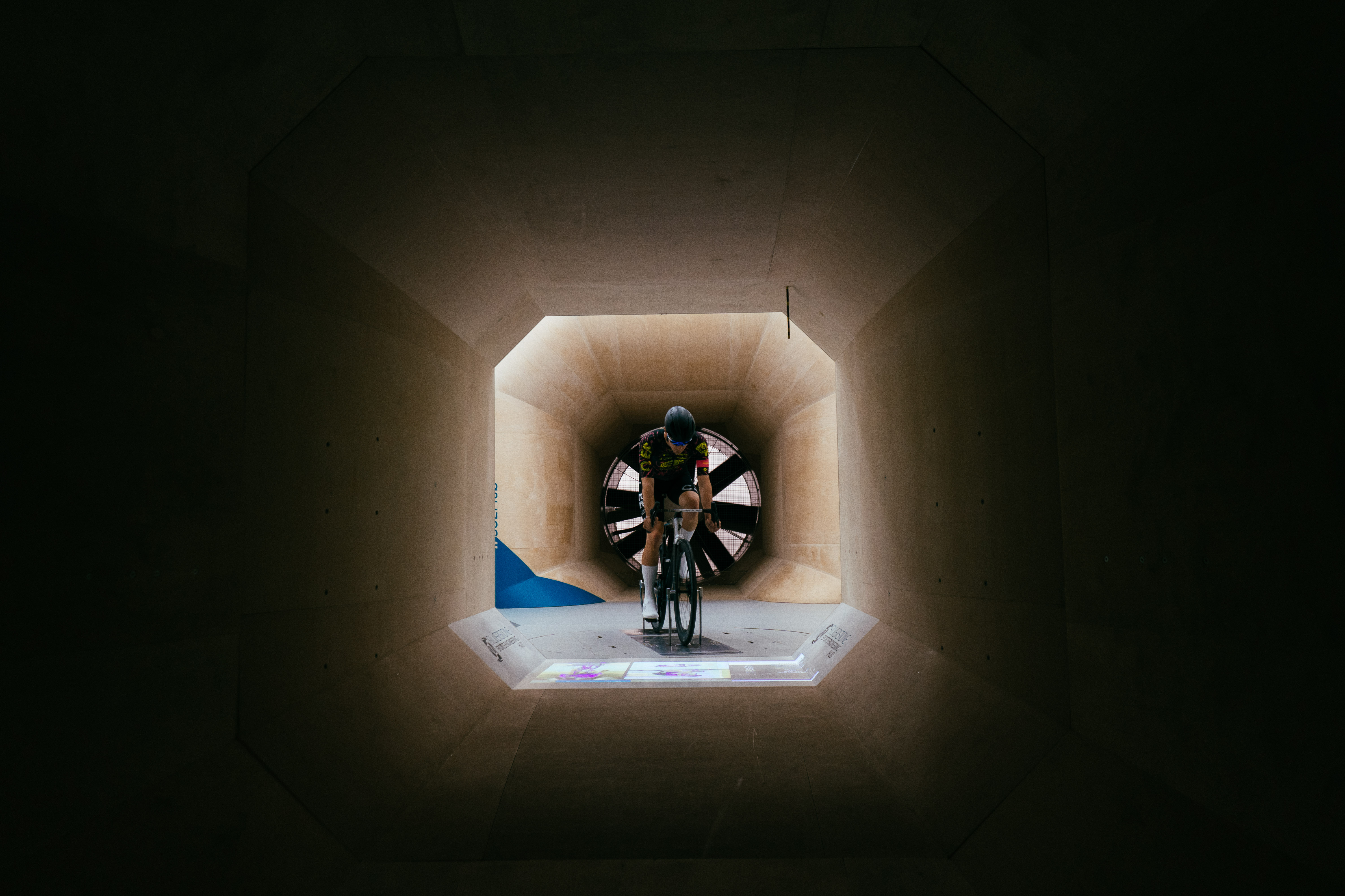 Cyclist in a wind tunnel