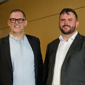 Microsoft’s Steven Miller (left), pictured with the ACTU’s Joseph Mitchell, says workers will be central to whether Australia ultimately benefits from AI. 
