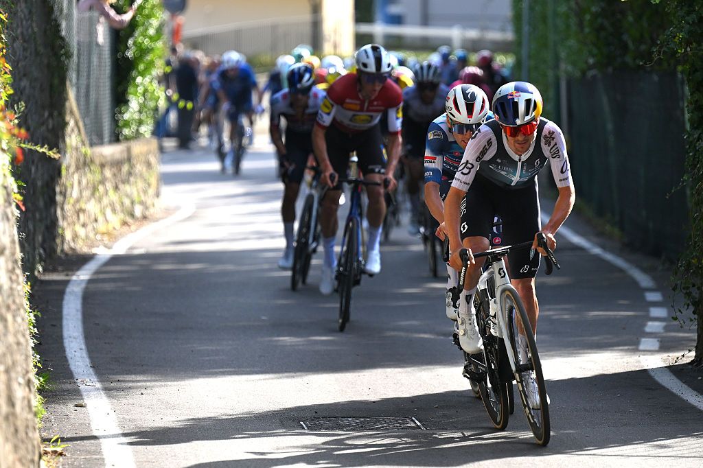 Tom Pidcock during the 2025 Tre Valli Varesine in Italy, one of his last races last year