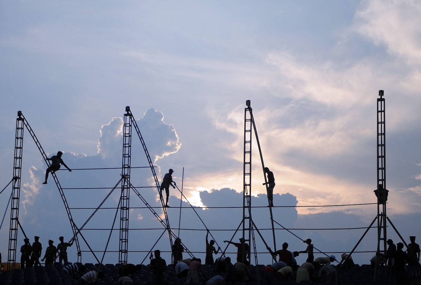 Scaffolders climb the corporeal ladder