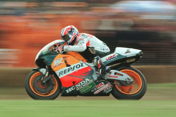 Mick Doohan in action at the Australian MotoGP on Phillip Island.