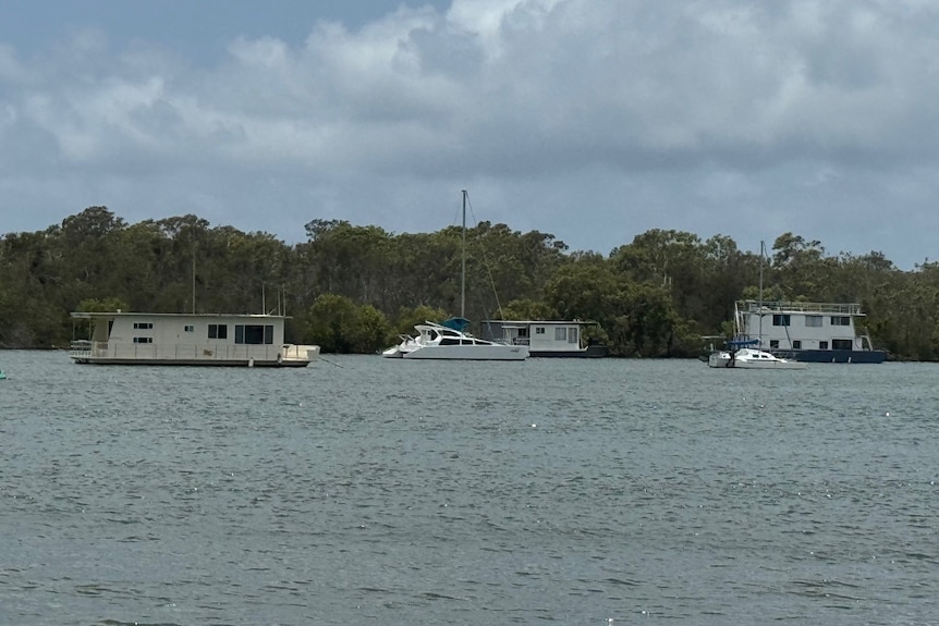 Houseboats on river.