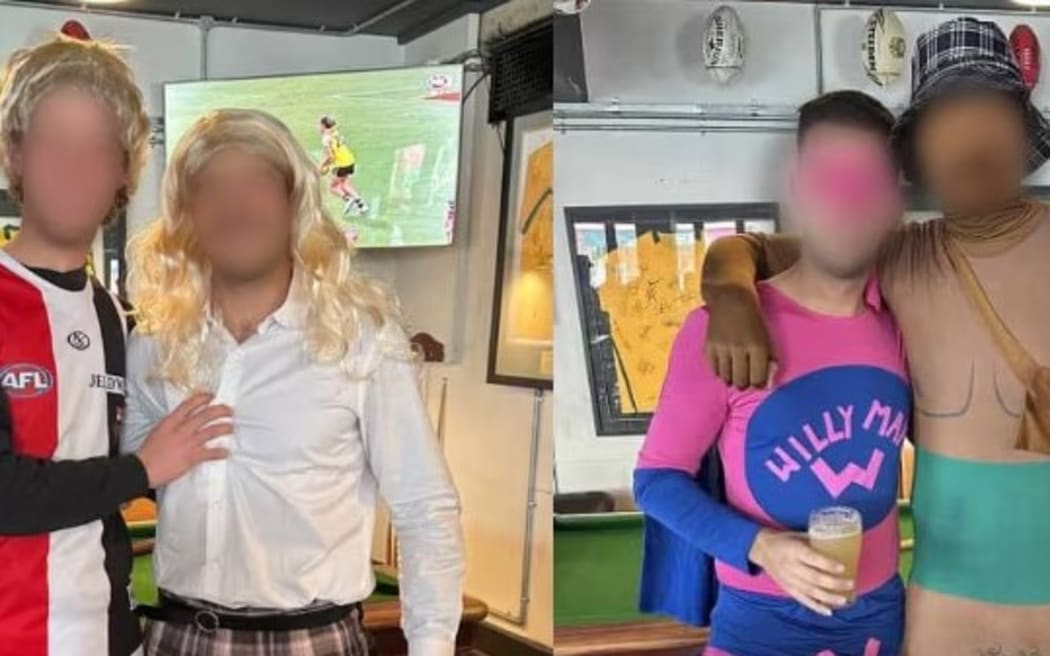 Box Hill North Amateur Football Club men's senior players during their "Silly Saturday" post-season celebrations. (Supplied)