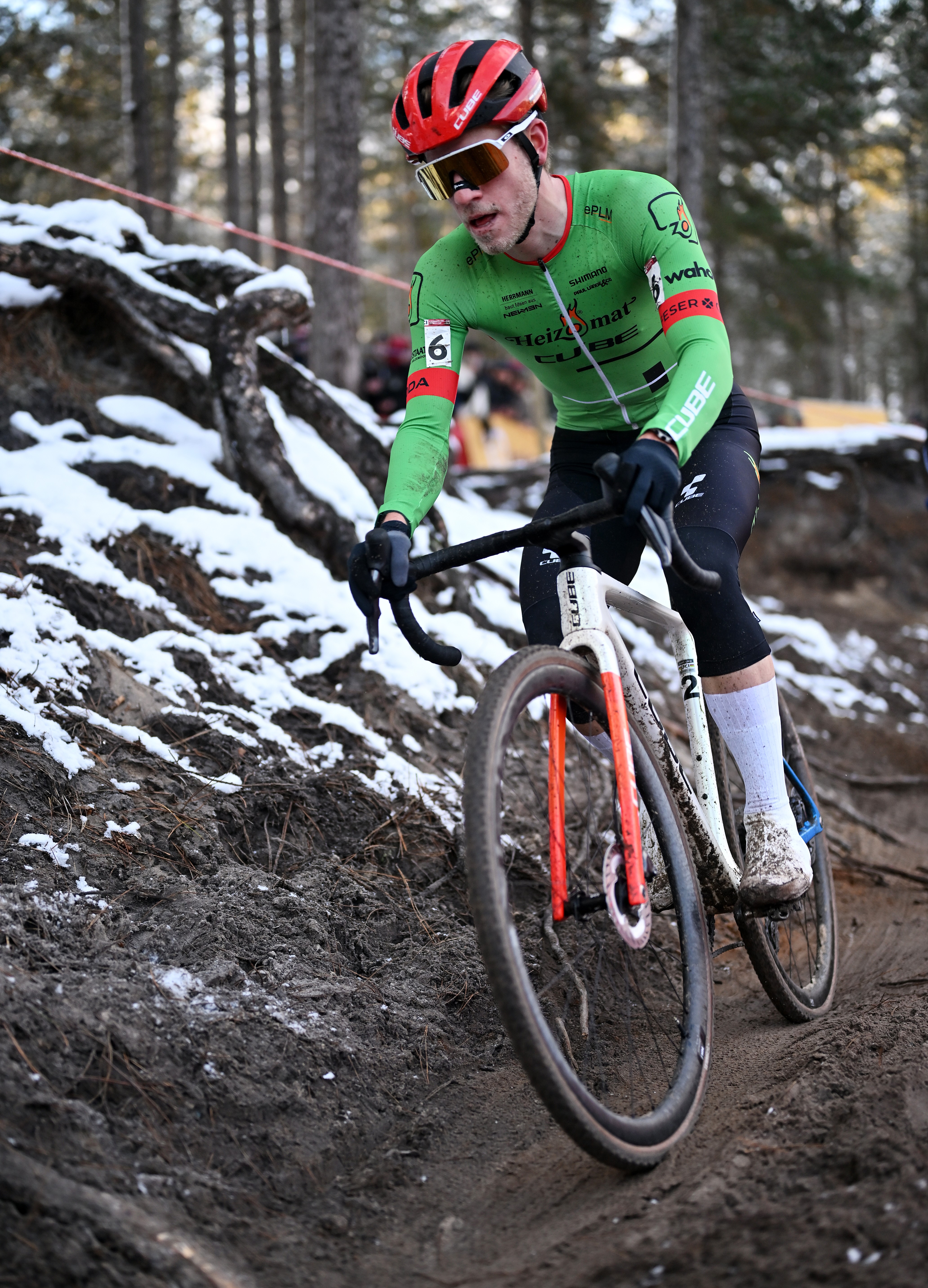 Mees Hendrikx of the Netherlands and Team Heizomat - Cube competes during the 29th Zonhoven UCI Cyclo-Cross Worldcup