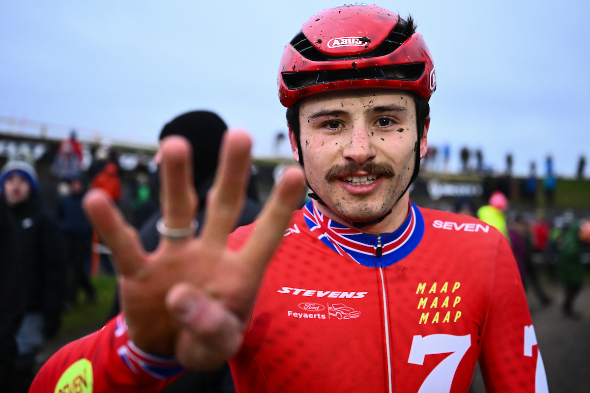 Picture by Olly Hassell/SWpix.com SWpix.com - 11/01/2026 - Cycling - 2026 Lloyds National Cyclo-Cross Championships - Gypsies Green, South Shields, England - Elite Open, Winner Cameron Mason (Alpecin&ndash;Deceuninck) Wins Fourth National Title