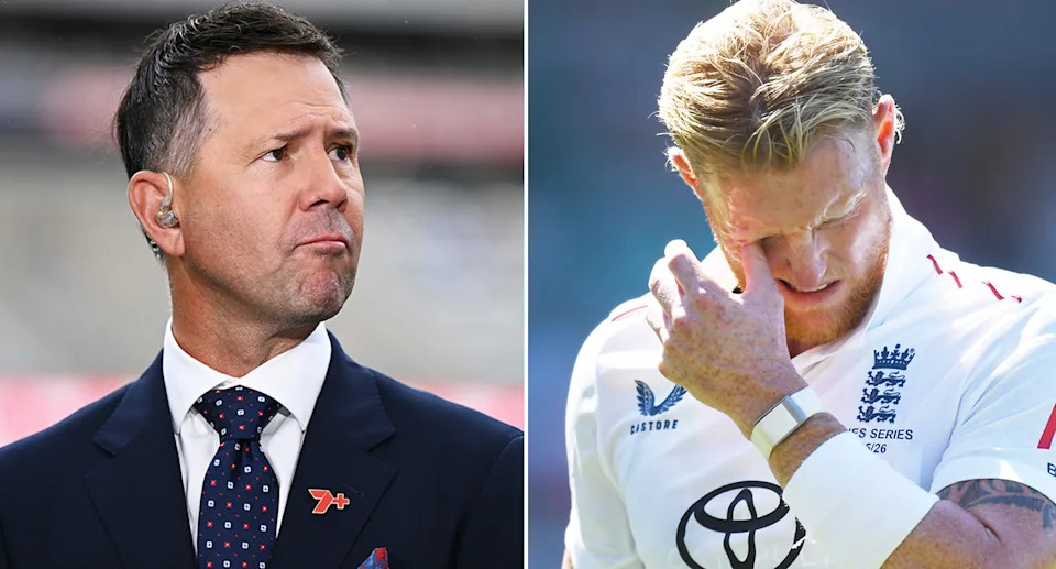Ricky Ponting (L) took aim at England's batting after captain Ben Stokes (R) limped off with injury early on day four of the fifth Ashes Test. Pic: Getty