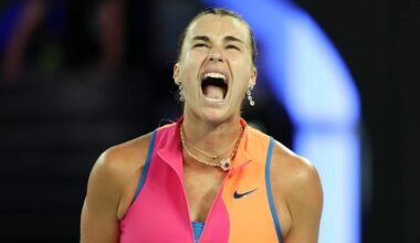 Aryna Sabalenka matches Martina Hingis in reaching a fourth final in a row at Melbourne Park; Elena Rybakina faces a nervous finish against Jessica Pegula