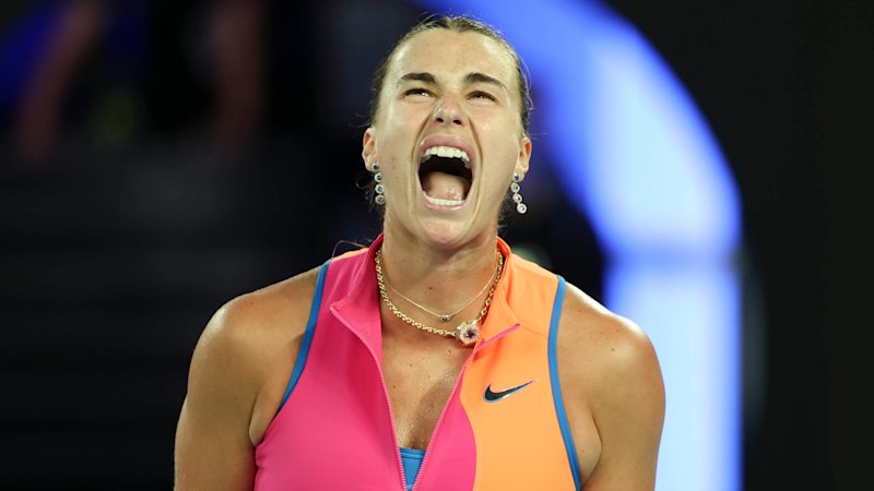 Aryna Sabalenka matches Martina Hingis in reaching a fourth final in a row at Melbourne Park; Elena Rybakina faces a nervous finish against Jessica Pegula