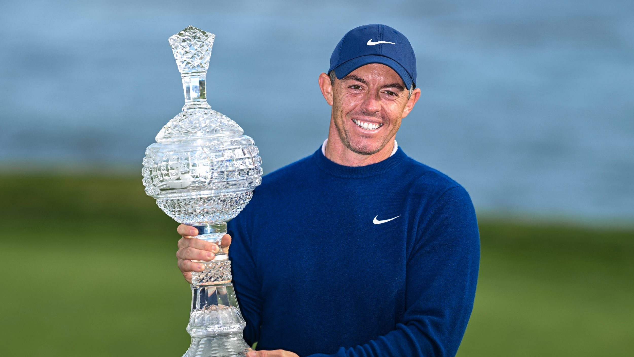 Rory McIlroy with the Pebble Beach Pro-Am trophy