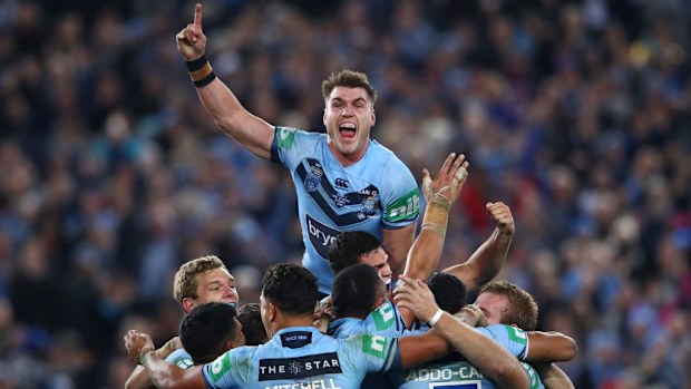 Angus Crichton of the Blues at ANZ Stadium.