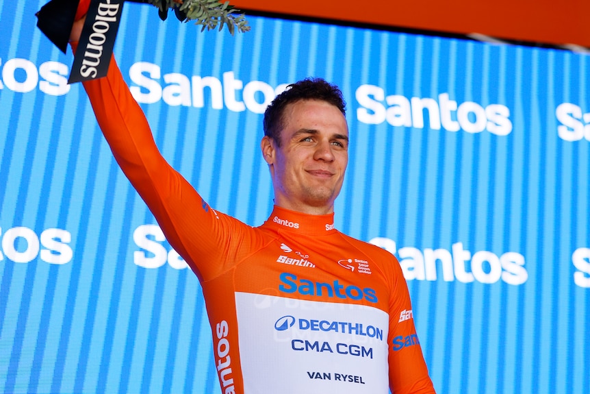 Tobias Lund Andresen in the ochre jersey