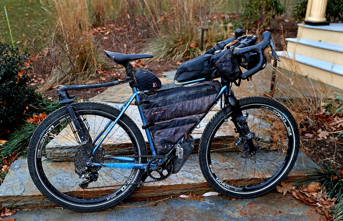 The bike Samer Abouhamad used for his global trips was parked at his home in Brookline last month.