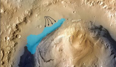 Artist's depiction of an ancient extant lake in Gale Crater. Credit - 	NASA/JPL-Caltech/MSSS