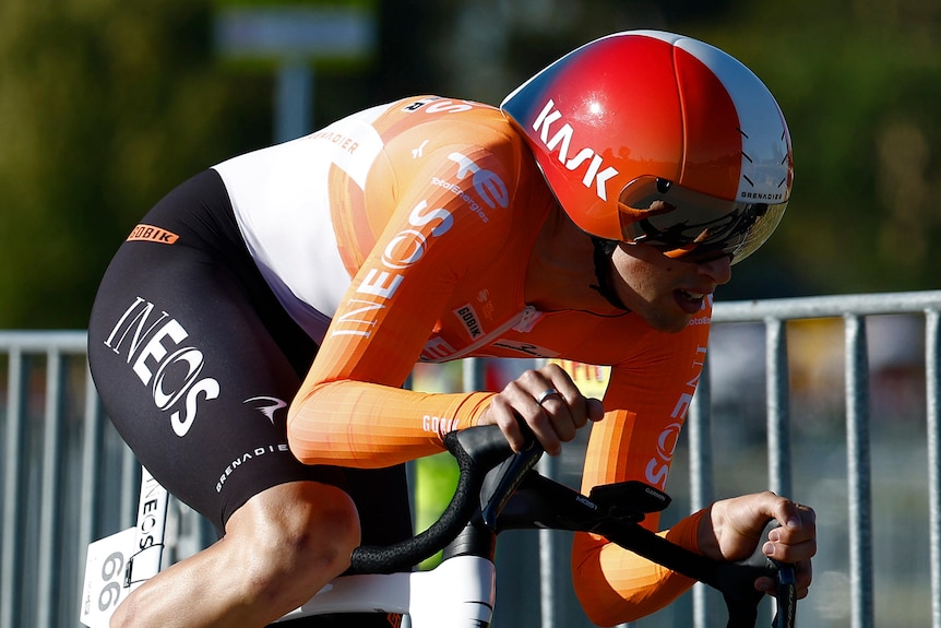 Sam Watson rides his bike