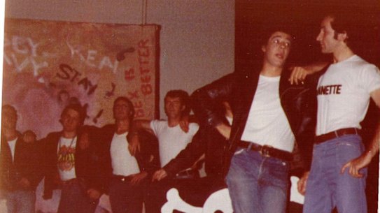 Stuart Maunder, second from right, as the Pirate King in a University of NSW production of The Pirates of Penzance, 1977.