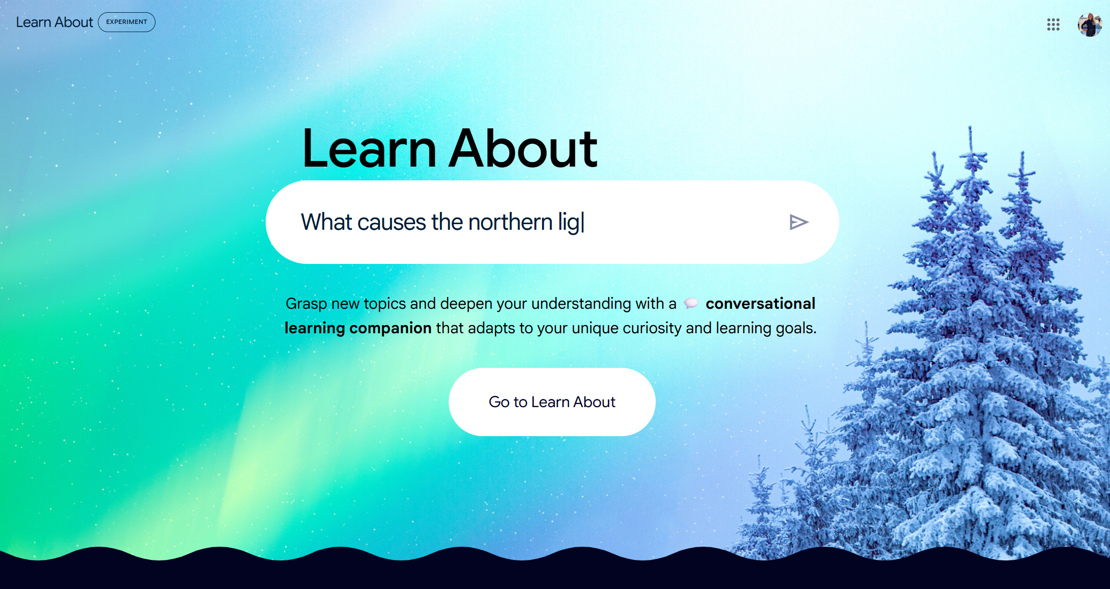 Homepage for Google Learn About