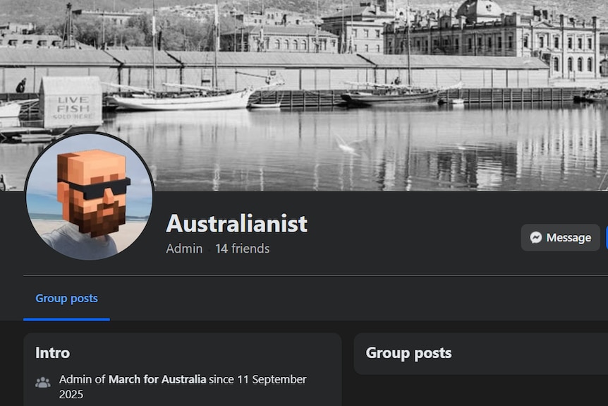 A screenshot of a Facebook profile page of Australianist, an admin for March for Australia.