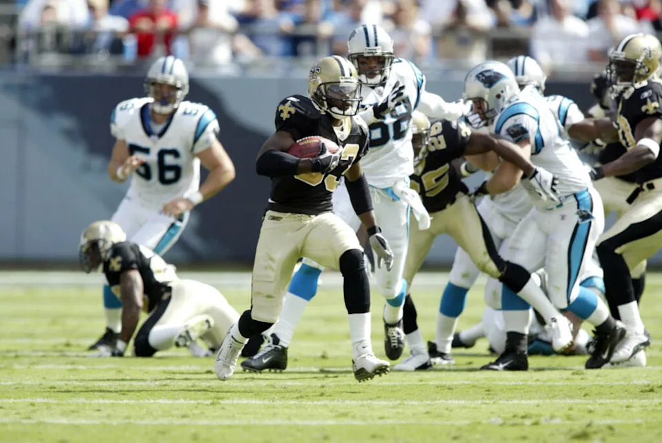 Oct 5, 2003; Charlotte, NC, USA; FILE PHOTO; New Orleans Saints receiver (83) Donte Stallworth in action against the Carolina Panthers during the 2003 season. Mandatory Credit: Photo By Preston Mack-USA TODAY Sports