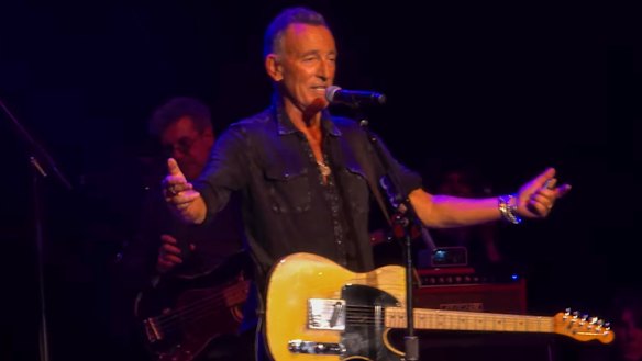 Bruce Springsteen in a screen grab from his surprise performance on Saturday night.