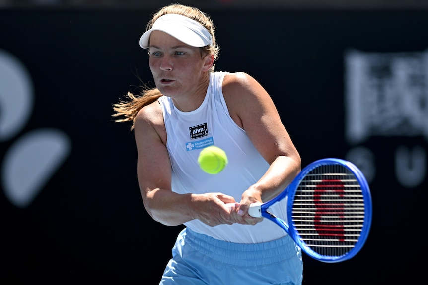 Maddison Inglis plays a backhand at the Australian Open.