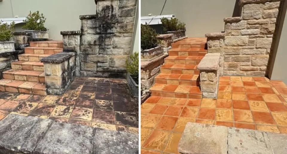 Elijah showed how his cleaning solution has been able to make light work of stubborn-looking mould. Picture: Supplied