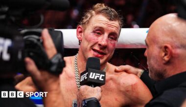 A brusied Paddy Pimblett speaks on the UFC mic