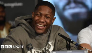 Derrick Osadolor smiles at a press conference to promote his first professional fight.