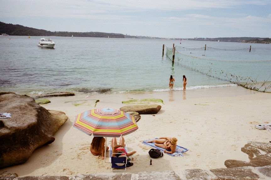 Beachgoers on a hot Sydney day