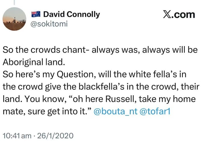 Screenshots of social media posts speaking about Australia Day.