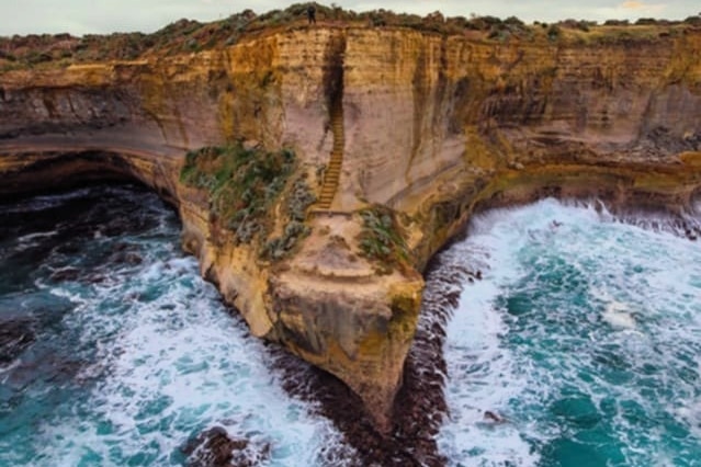 staircase carved into cliff point