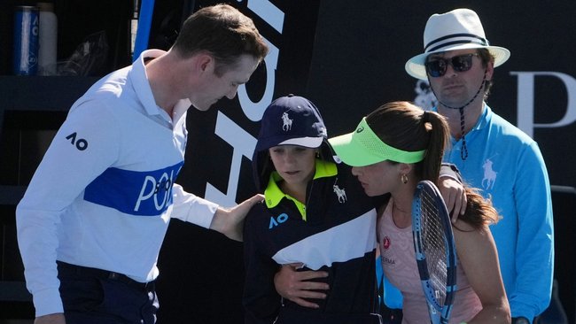 Zeynep Sonmez helps the kid after the the scary incident. 