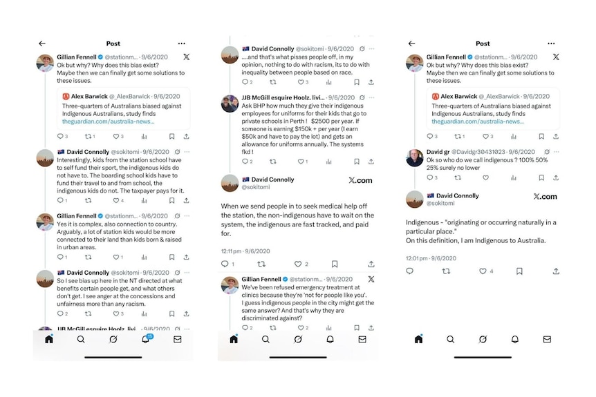 Screenshots of tweets about Indigenous people and Welcome to Country.