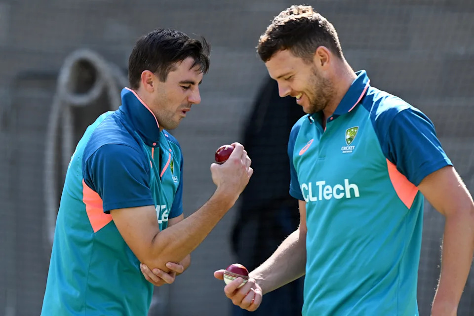 Pictured left to right, Australia Test captain Pat Cummins and fellow quick Josh Hazlewood.