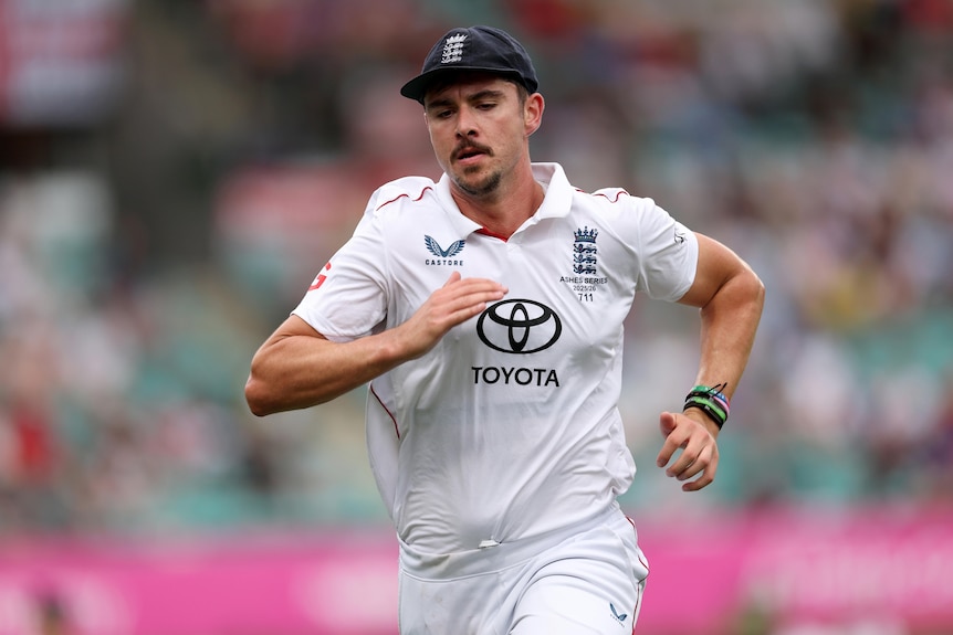 England bowler Josh Tongue runs while fielding during the Ashes.