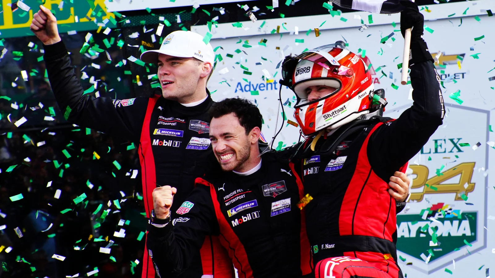 The #7 Porsche Penske held on to take victory. Image: Kevin Dejewski