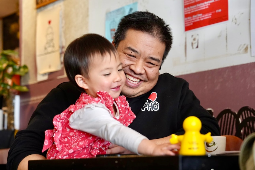 Hung Vo, from I Love Pho, with his three-year-old niece Estelle.