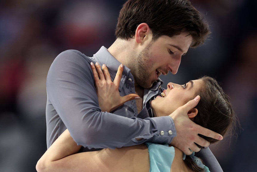 Hektor Giotopoulos Moore hugs Anastasiia Golubeva