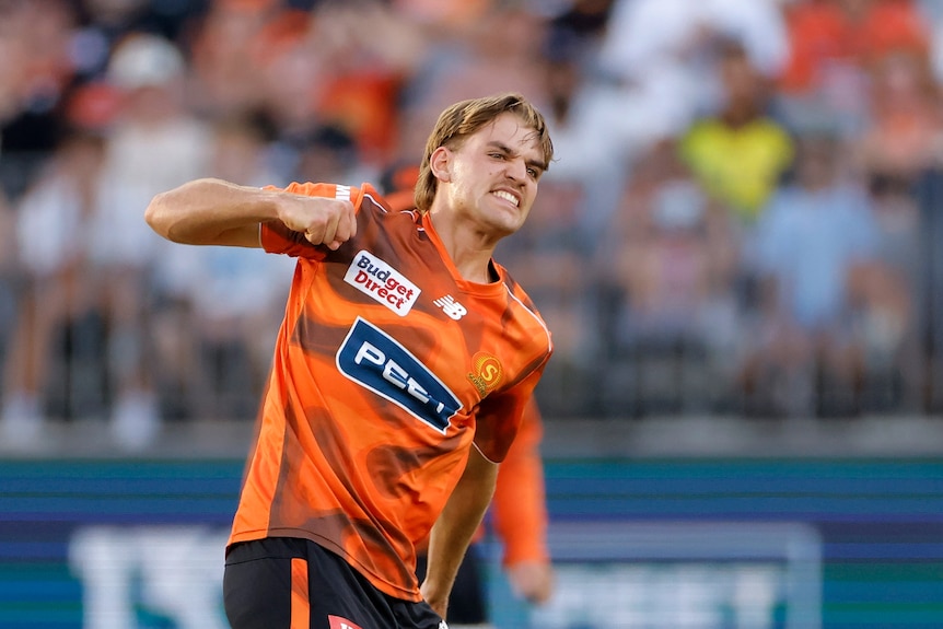 Mahli Beardman pumps his fist in celebration